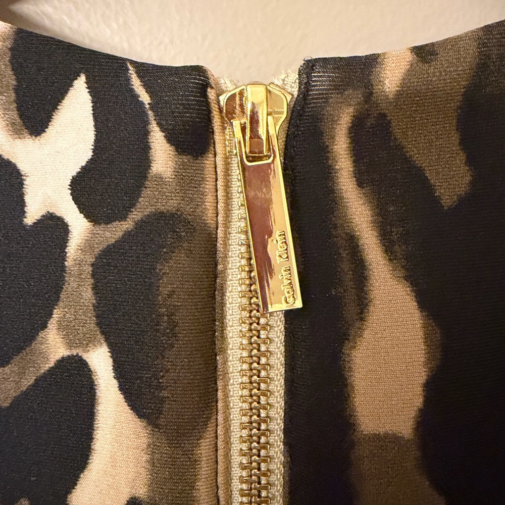 CALVIN KLEIN Ombre Leopard Neoprene Slimming Sheath Dress Sz 4 Animal Print - Picture 7 of 8